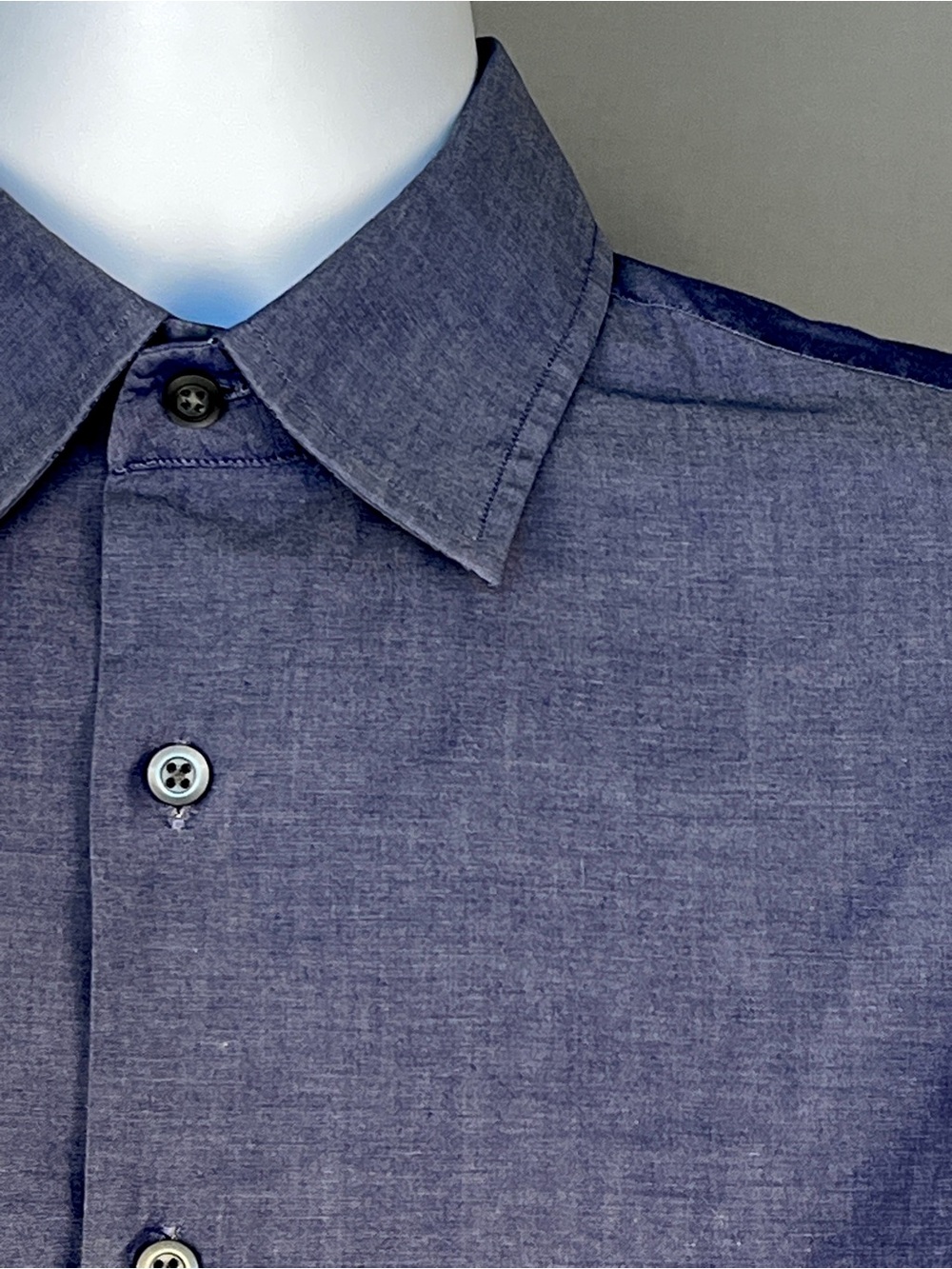 Banana Republic Men's Chambray Button-Up Slim Fit Shirt - Dark Blue Sz S